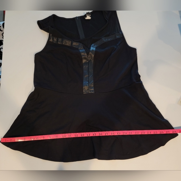 TORRID Mesh Inset & Faux Leather Peplum Top Size 2 - Picture 11 of 13